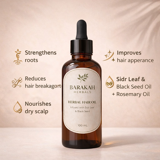Barakah Herbals Sidr & Kalonji Herbal Hair Oil 100ml – For Stronger Roots & Healthy Scalp